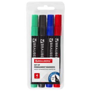 Маркер перманентный BRAUBERG  (набор 4цв.)...